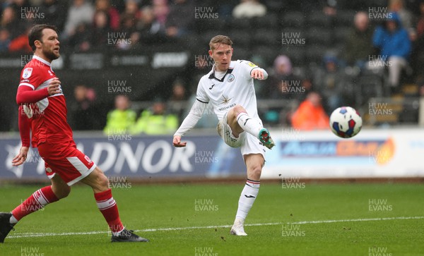 110323 - Swansea City v Middlesbrough, EFL Sky Bet Championship - Ollie Cooper of Swansea City shoots at goal