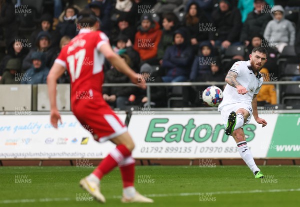 110323 - Swansea City v Middlesbrough, EFL Sky Bet Championship - Ryan Manning of Swansea City crosses the ball