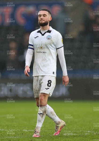 110323 - Swansea City v Middlesbrough, EFL Sky Bet Championship - Matt Grimes of Swansea City react at the end of the match