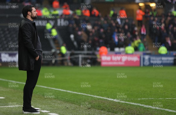 110323 - Swansea City v Middlesbrough, EFL Sky Bet Championship - Swansea City head coach Russell Martin looks on during the match