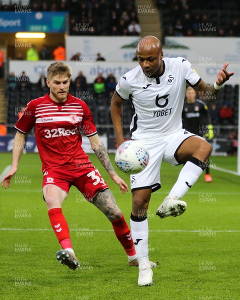 141219 - Swansea City v Middlesbrough, Sky Bet Championship - Andre Ayew of Swansea City controls the ball