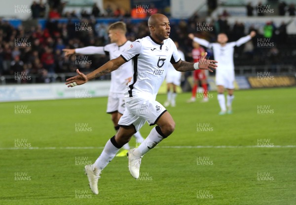 141219 - Swansea City v Middlesbrough, Sky Bet Championship -Andre Ayew of Swansea City celebrates after scoring the second goal