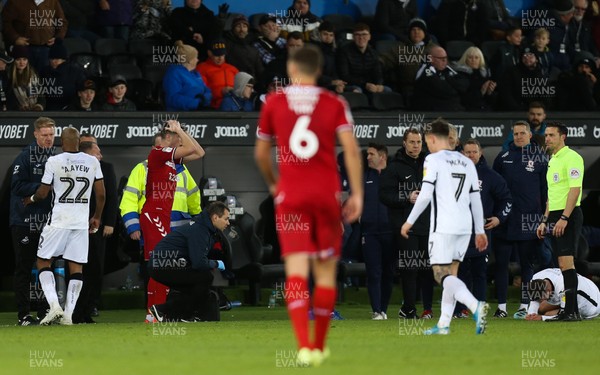 141219 - Swansea City v Middlesbrough, Sky Bet Championship - Paddy McNair of Middlesbrough reacts after he picks up a red card, Middlesbrough's second on the match