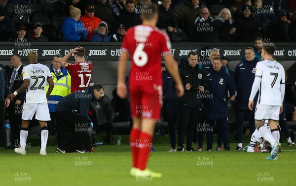 141219 - Swansea City v Middlesbrough, Sky Bet Championship - Paddy McNair of Middlesbrough reacts after he picks up a red card, Middlesbrough's second on the match