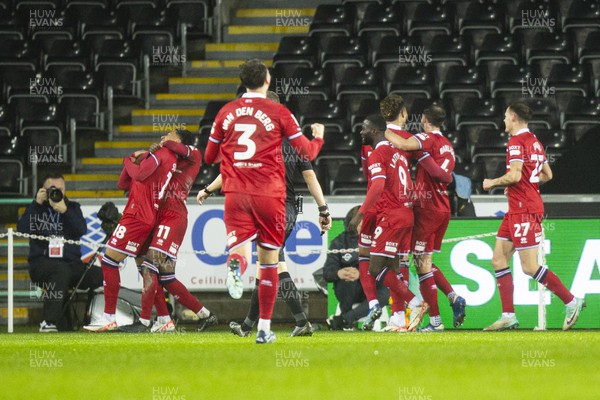161223 - Swansea City v Middlesbrough - Sky Bet Championship - Middlesbrough celebrate their second goal scored by Samuel Silvera
