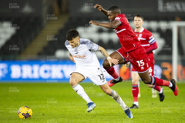 161223 - Swansea City v Middlesbrough - Sky Bet Championship - Jamie Paterson of Swansea City in action against Anfernee Dijksteel of Middlesbrough