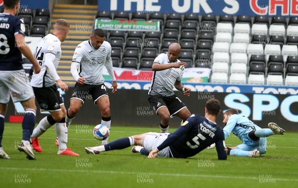 031020 - Swansea City v Millwall - SkyBet Championship - Ben Cabango of Swansea City scores a goal