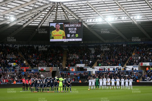 090219 - Swansea City v Millwall - SkyBet Championship - A minute silence held for Emiliano Sala before kick off