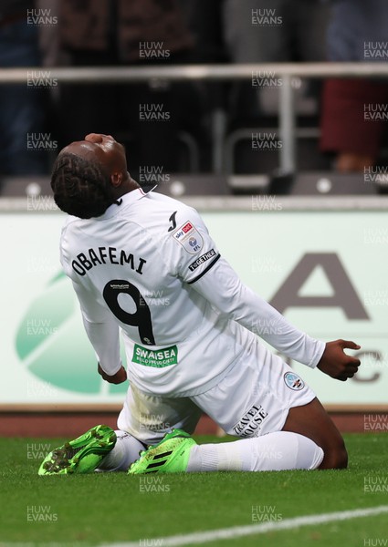160822 - Swansea City v Millwall, Sky Bet Championship - Michael Obafemi of Swansea City celebrates after scoring the second goal