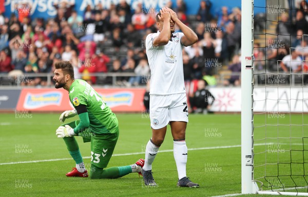 160822 - Swansea City v Millwall, Sky Bet Championship - Joel Latibeaudiere of Swansea City reacts after missing a chance to score