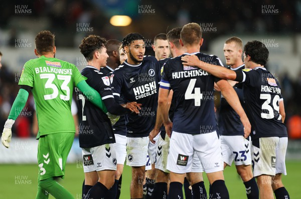 160822 - Swansea City v Millwall, Sky Bet Championship - Millwall players celebrate at the end of the match