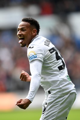 270925 - Swansea City v Millwall - Sky Bet Championship - Ronald of Swansea City celebrates assisting Zan Vipotnik of Swansea City after he scores the first goal of the game