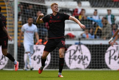 270925 - Swansea City v Millwall - Sky Bet Championship - Josh Coburn of Millwall celebrates scoring a goal to equalise the game