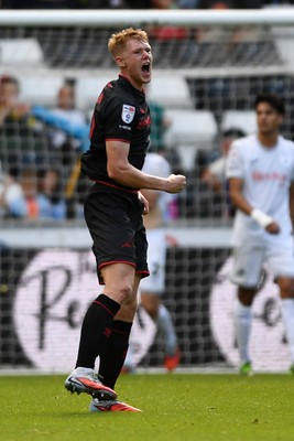 270925 - Swansea City v Millwall - Sky Bet Championship - Josh Coburn of Millwall celebrates scoring a goal to equalise the game