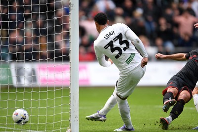 270925 - Swansea City v Millwall - Sky Bet Championship - Adam Idah of Swansea City scores a goal but it is ruled out 