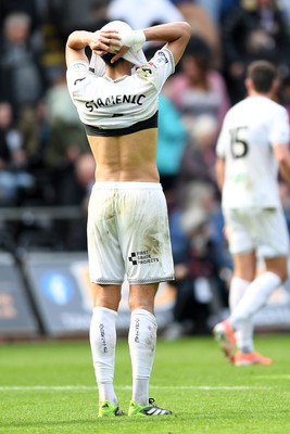 270925 - Swansea City v Millwall - Sky Bet Championship - Frustrated Marko Stamenic of Swansea City at full time