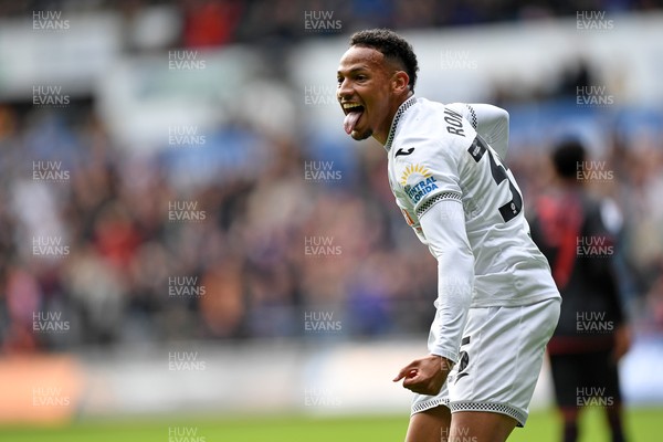 270925 - Swansea City v Millwall - Sky Bet Championship - Ronald of Swansea City celebrates assisting Zan Vipotnik of Swansea City after he scores the first goal of the game
