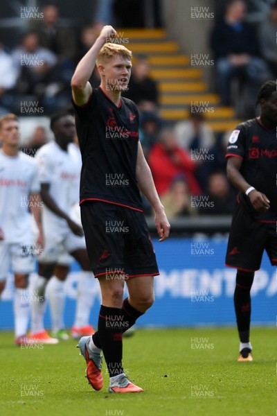 270925 - Swansea City v Millwall - Sky Bet Championship - Josh Coburn of Millwall celebrates scoring a goal to equalise the game