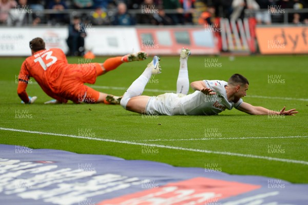 270925 - Swansea City v Millwall - Sky Bet Championship - Zan Vipotnik of Swansea City goes down in the box appealing for a penalty