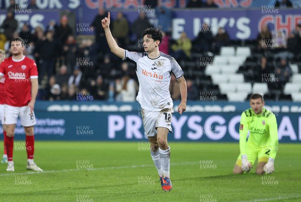 060124 - Swansea City v Morecambe FC - FA Cup 3rd Round - Charlie Patino of Swansea celebrates scoring a goal in the second half