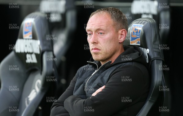 130819 - Swansea City v Northampton Town, Carabao Cup Round One - Swansea City head coach Steve Cooper at the start of the match