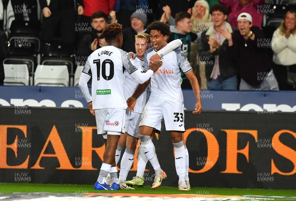 041023 - Swansea City v Norwich City - EFL SkyBet Championship - Bashir Humphreys of Swansea City celebrates scoring goal
