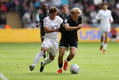 101026 - Swansea City v Norwich City - SkyBet Championship - Pelle Mattsson of Norwich is challenged by Goncalo Franco of Swansea 