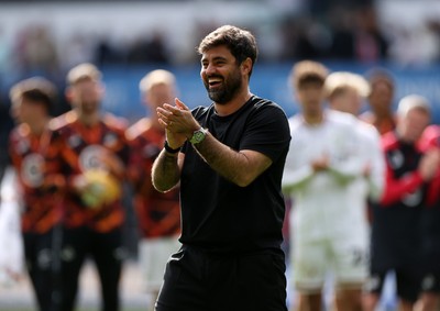 101026 - Swansea City v Norwich City - SkyBet Championship - Swansea City Manager Vitor Matos celebrates with fans at full time