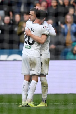 251025 - Swansea City v Norwich City - Sky Bet Championship - Zan Vipotnik of Swansea City celebrates scoring a goal with team mates