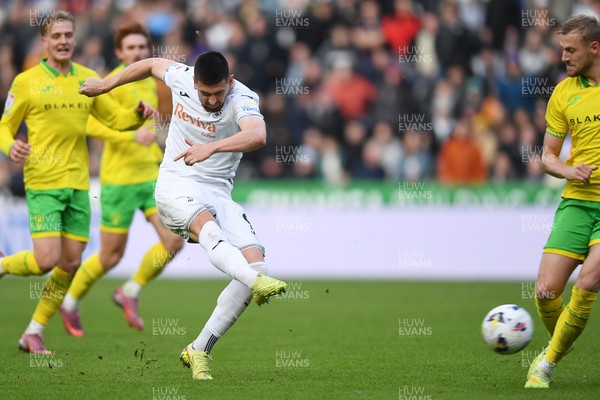 251025 - Swansea City v Norwich City - Sky Bet Championship - Zan Vipotnik of Swansea City scores a goal