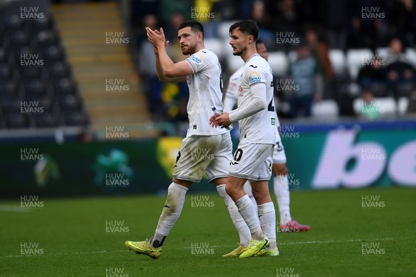 251025 - Swansea City v Norwich City - Sky Bet Championship - Zan Vipotnik of Swansea City applauded fans as he leaves the field