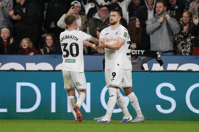 170925 - Swansea City v Nottingham Forest - Carabao Cup - Zan Vipotnik of Swansea City celebrates scoring a goal with team mates