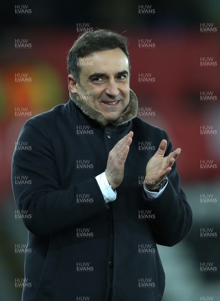 060218 - Swansea City v Notts County, FA Cup Round 4 Replay - Swansea City manager Carlos Carvalhal applauds as Daniel James of Swansea City scores Swansea's eighth goal