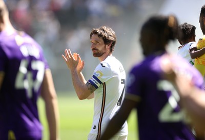 030525 - Swansea City v Oxford United - SkyBet Championship - Joe Allen of Swansea City walks out onto the pitch for his final game