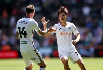 030525 - Swansea City v Oxford United - SkyBet Championship - Eom Ji-Sung of Swansea City celebrates scoring a goal