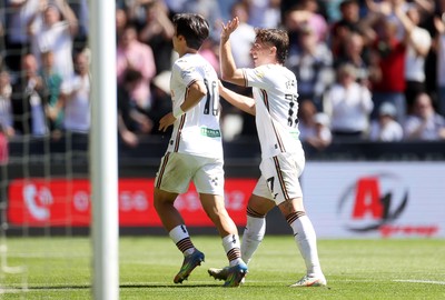 030525 - Swansea City v Oxford United - SkyBet Championship - Eom Ji-Sung of Swansea City celebrates scoring a goal