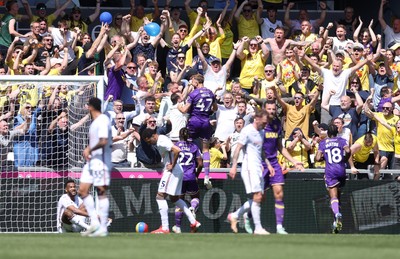 030525 - Swansea City v Oxford United - SkyBet Championship - Michac Helik of Oxford United celebrates scoring a goal
