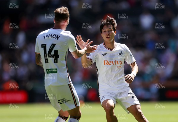 030525 - Swansea City v Oxford United - SkyBet Championship - Eom Ji-Sung of Swansea City celebrates scoring a goal