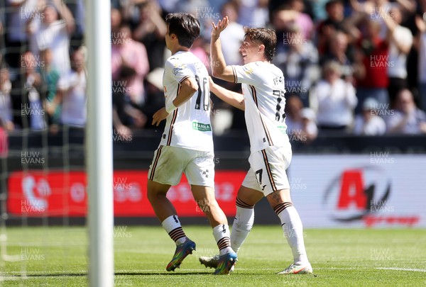030525 - Swansea City v Oxford United - SkyBet Championship - Eom Ji-Sung of Swansea City celebrates scoring a goal
