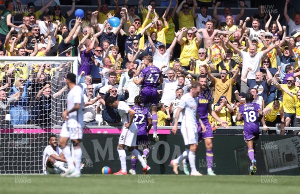 030525 - Swansea City v Oxford United - SkyBet Championship - Michac Helik of Oxford United celebrates scoring a goal