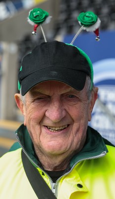 061225 - Swansea City v Oxford United, EFL Sky Bet Championship - Match stewards in the East stand get into the Christmas spirit with festive headwear