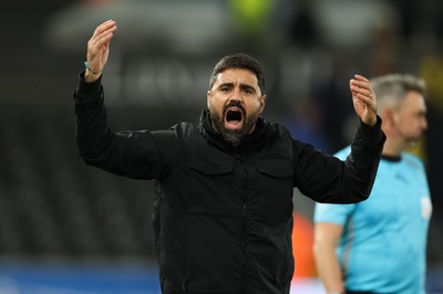 061225 - Swansea City v Oxford United, EFL Sky Bet Championship - Swansea City head coach Vitor Matos reacts during the match