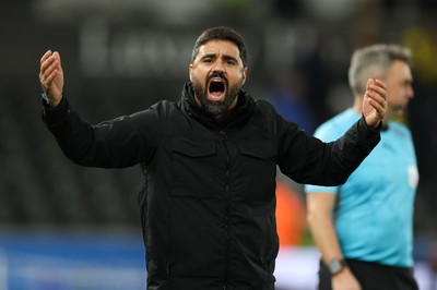 061225 - Swansea City v Oxford United, EFL Sky Bet Championship - Swansea City head coach Vitor Matos reacts during the match