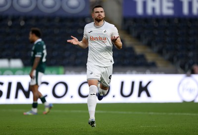 260825 - Swansea City v Plymouth Argyle - Carabao Cup - Zan Vipotnik of Swansea City celebrates scoring a goal