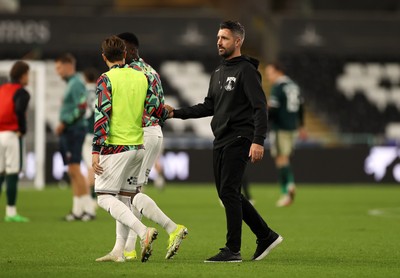 260825 - Swansea City v Plymouth Argyle - Carabao Cup - Swansea City Manager Alan Sheehan at full time