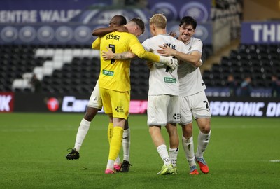 260825 - Swansea City v Plymouth Argyle - Carabao Cup - Swansea celebrate at full time
