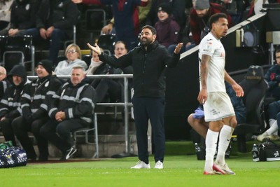 091225 - Swansea City v Portsmouth - Sky Bet Championship - Swansea City manager Vitor Matos reacts on the touchline