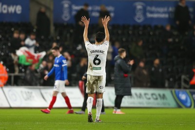 091225 - Swansea City v Portsmouth - Sky Bet Championship - Marko Stamenic of Swansea City waves to fans at full time