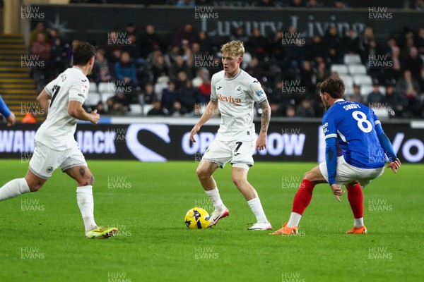 091225 - Swansea City v Portsmouth - Sky Bet Championship - Melker Widell of Swansea City