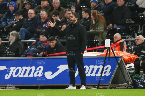 091225 - Swansea City v Portsmouth - Sky Bet Championship - Swansea City manager Vitor Matos reacts on the touchline